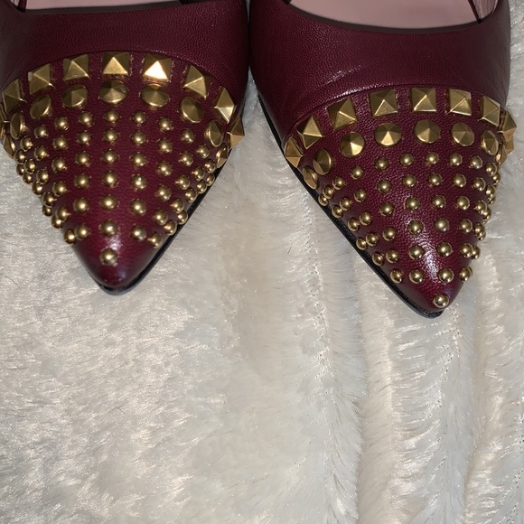 🏆🎖SOLD ELSEWHERE!🎖🏆Gorgeous Gucci Brown Stud Toe Heels TWO SIZE SHOES - Picture 6 of 9